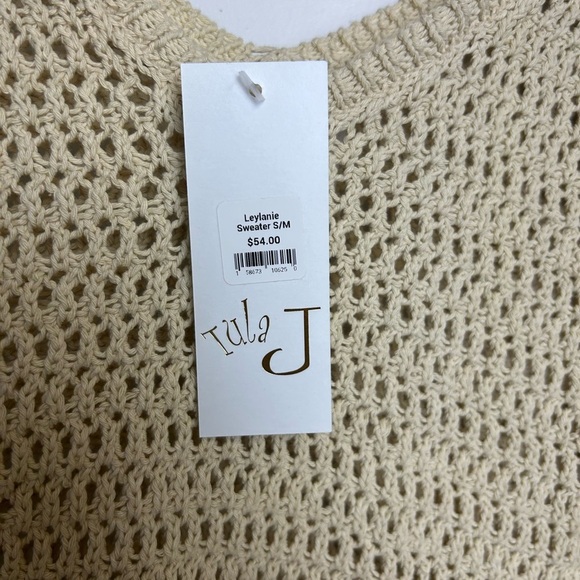 NWT Tula J Leylanie Sweater Tank Women Sz M Crochet Knit Tan V-Neck minimalist - Picture 5 of 10